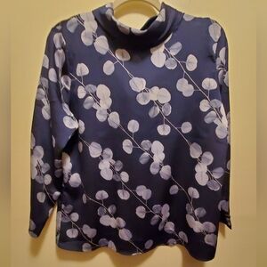 Banana Republic Navy and White Floral Long Sleeve Top original $110